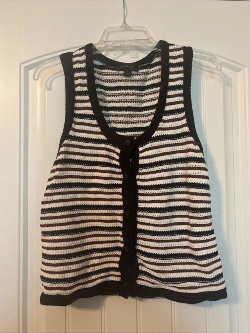 Ann Taylor Black & White Striped Knit Tank